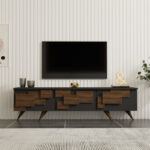Έπιπλο τηλεόρασης Trida καρυδί με ανθρακί 160x35x45εκ - Image 4
