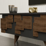 Έπιπλο τηλεόρασης Trida καρυδί με ανθρακί 160x35x45εκ - Image 5