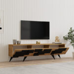 Έπιπλο τηλεόρασης Trida oak με μαύρο 160x35x45εκ - Image 2