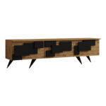 Έπιπλο τηλεόρασης Trida oak με μαύρο 160x35x45εκ - Image 3