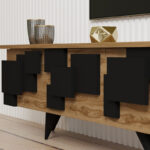Έπιπλο τηλεόρασης Trida oak με μαύρο 160x35x45εκ - Image 5