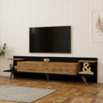 Έπιπλο τηλεόρασης Astry oak με ανθρακί 180x36,8x45εκ