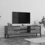 Έπιπλο τηλεόρασης Eslem oak με ανθρακί 160x34,6x48,1εκ - Image 3