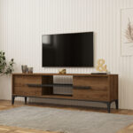 Έπιπλο τηλεόρασης Eslem καρυδί με ανθρακί 160x34,6x48,1εκ