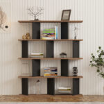 Βιβλιοθήκη Ratu ανθρακί με oak 120x24,6x141εκ - Image 2