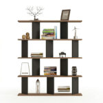 Βιβλιοθήκη Ratu ανθρακί με oak 120x24,6x141εκ - Image 3