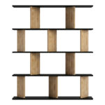 Βιβλιοθήκη Ratu καρυδί με ανθρακί 120x24,6x141εκ - Image 3