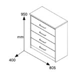 Συρταριέρα OLYMPUS με 4 συρτάρια χρώμα wenge 80x40x95εκ - Image 6
