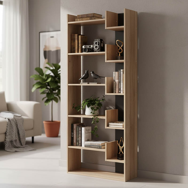 product_pako_123-000153 Βιβλιοθήκη Naya sonoma-ανθρακί 72x30x182.5εκ - Image 1
