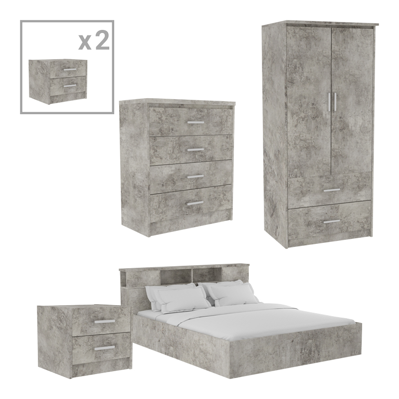 product_pako_123-000222 Φοιτητικό πακέτο επίπλων υπνοδωματίου OLYMPUS B σετ 5τεμ σε antique ανθρακί απόχρωση - Image 1