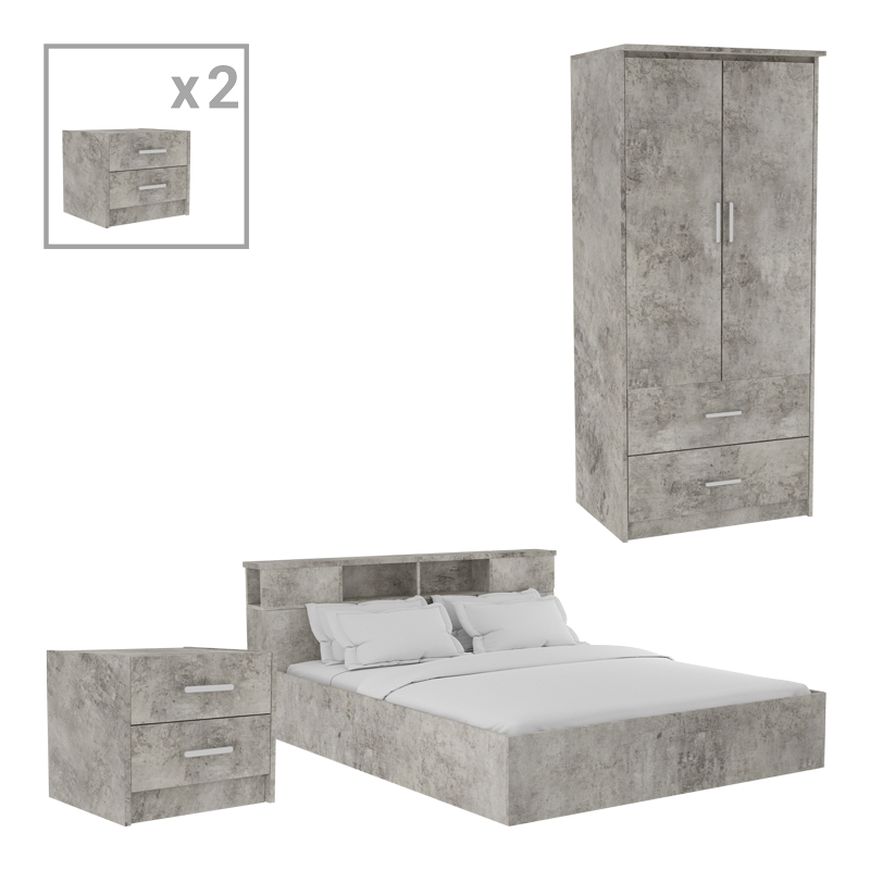 product_pako_123-000223 Φοιτητικό πακέτο επίπλων υπνοδωματίου OLYMPUS B σετ 4τεμ σε antique ανθρακί απόχρωση - Image 1