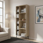 Βιβλιοθήκη Zezan σε sonoma-ανθρακί απόχρωση 76.5x30x200.5εκ