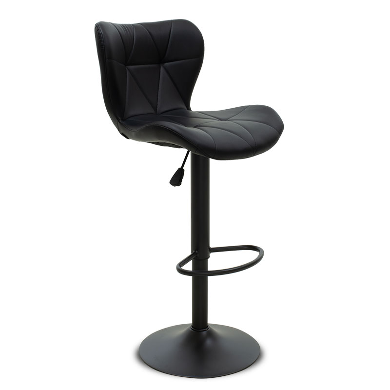 product_pako_127-000089 Σκαμπό μπαρ Coozy πτυσσόμενο μεταλλικό μαύρο ματ με pu χρώμα μαύρο (Σετ 2 τεμαχίων) - Image 1
