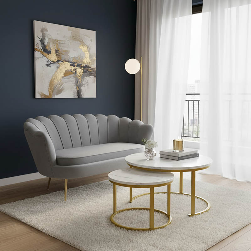product_pako_128-000005 Καναπές 2θέσιος Daimon βελούδο γκρι 134x70x77εκ - Image 1