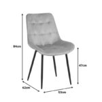 Καρέκλα Berne βελούδο σε γκρί απόχρωση 53x62x84εκ (Σετ 4 τεμαχίων) - Image 7