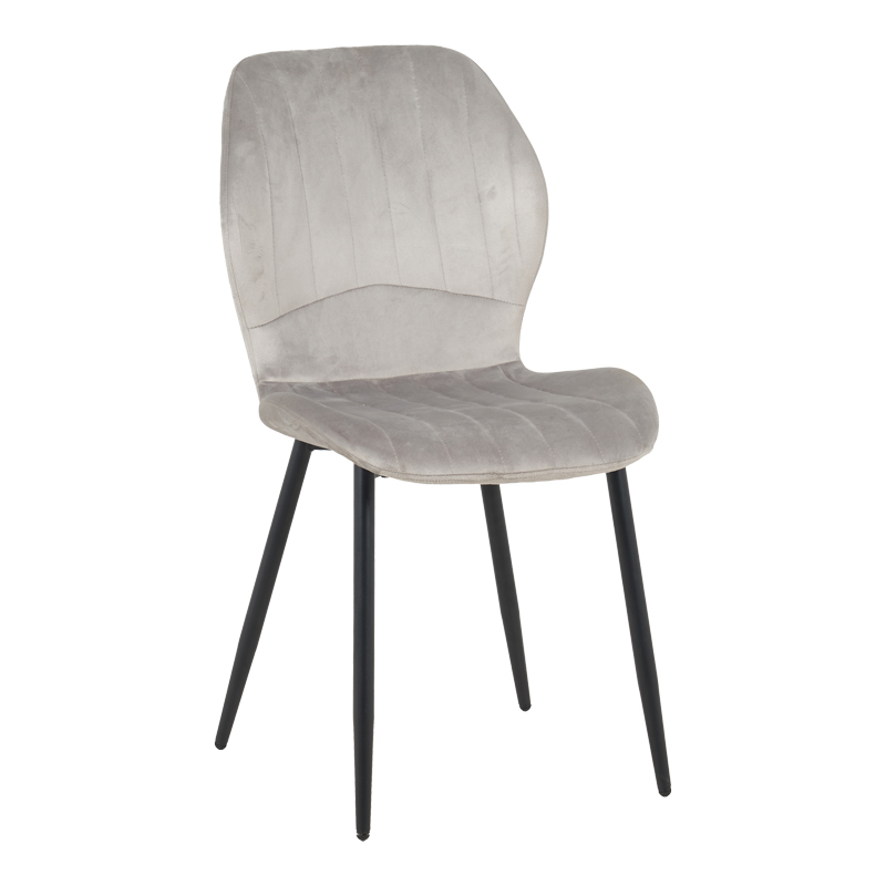 product_pako_128-000053 Καρέκλα Jelour βελούδο σε γκρι απόχρωση-πόδια μαύρα μεταλλικά 46.5x60x84εκ (Σετ 4 τεμαχίων) - Image 1