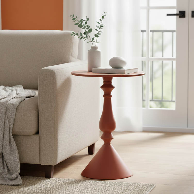 product_pako_128-000056 Βοηθητικό τραπέζι Lalou μέταλλο σε απόχρωση terracotta Φ40x55εκ - Image 1