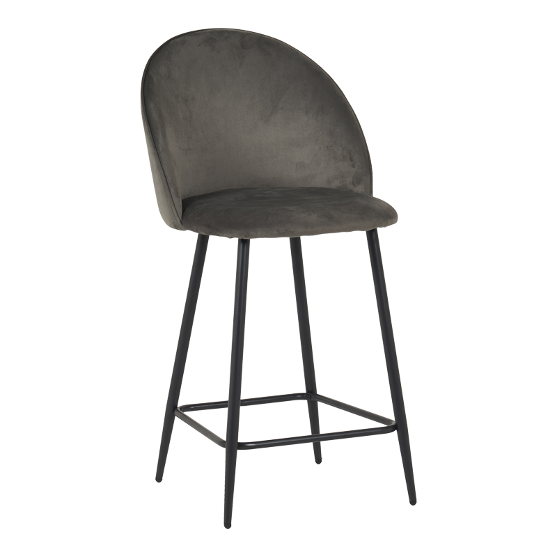 product_pako_128-000071 Σκαμπό μπαρ μεσαίου ύψους Perch βελούδο σε ανθρακί απόχρωση με μαύρα μεταλλικά πόδια 50x53x99εκ (Σετ 2 τεμαχίων) - Image 1