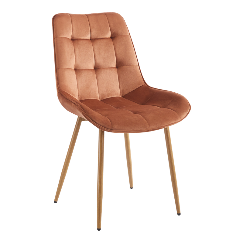 product_pako_128-000084 Καρέκλα Berne βελούδο καφε-πόδι σε φυσική απόχρωση 53x62x84εκ (Σετ 4 τεμαχίων) - Image 1