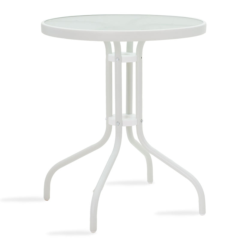 product_pako_130-000001 Τραπέζι Watson μέταλλο λευκό-γυαλί Φ60x70εκ - Image 1