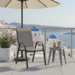 Πολυθρόνα Calan στοιβαζόμενη μέταλλο ανθρακί-textilene ανθρακί 54x74x91εκ - Image 4