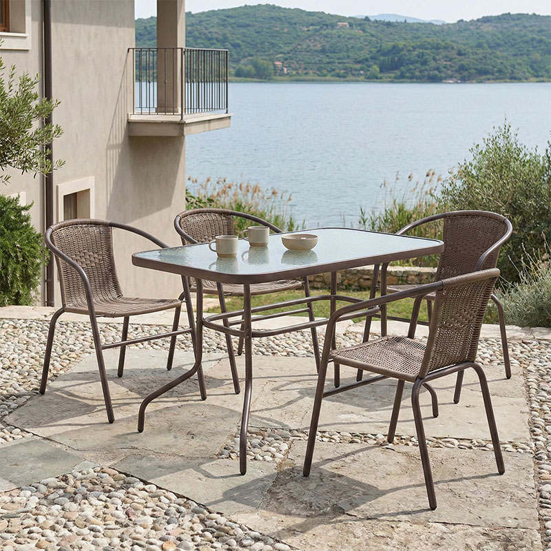 product_pako_130-000044 Τραπεζαρία Valor-Obbi σετ 5τεμ pe καφέ-μέταλλο 110x60x70εκ - Image 1