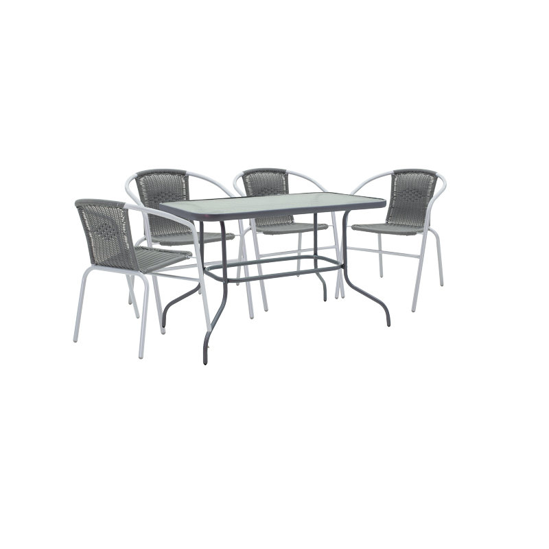 product_pako_130-000045 Τραπεζαρία Valor-Obbi σετ 5τεμ pe γκρι-μέταλλο γκρι ανθρακί 110x60x70εκ - Image 1