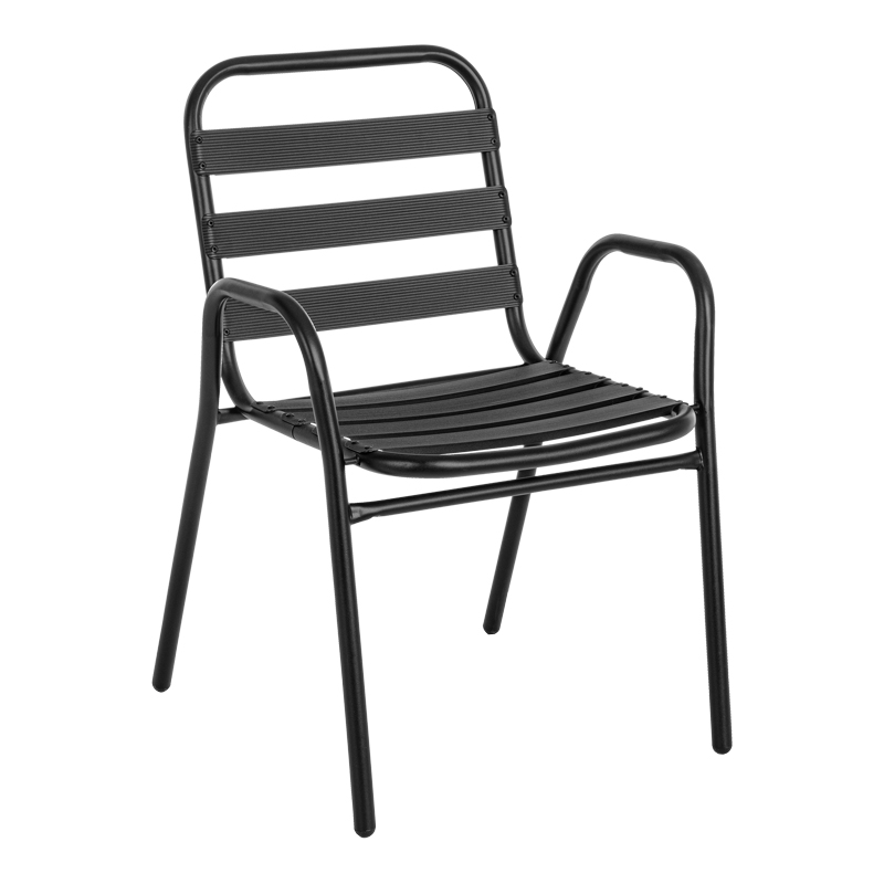 product_pako_130-000058 Πολυθρόνα Sussie στοιβαζόμενη μαύρο μέταλλο με φέτες αλουμινίου 54x58x78εκ - Image 1