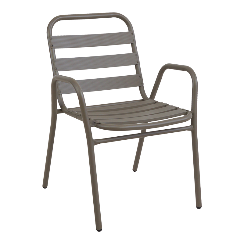 product_pako_130-000060 Πολυθρόνα Sussie στοιβαζόμενη σαμπανιζέ μέταλλο με φέτες αλουμινίου 54x58x78εκ - Image 1