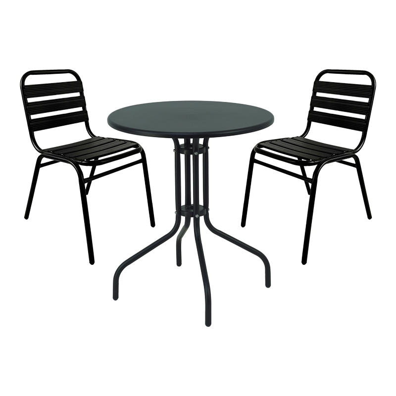product_pako_130-000070 Tραπεζαρία Sussie-Vergo σετ 3τεμ μαύρο μέταλλο-αλουμίνιο Φ60x70εκ - Image 1