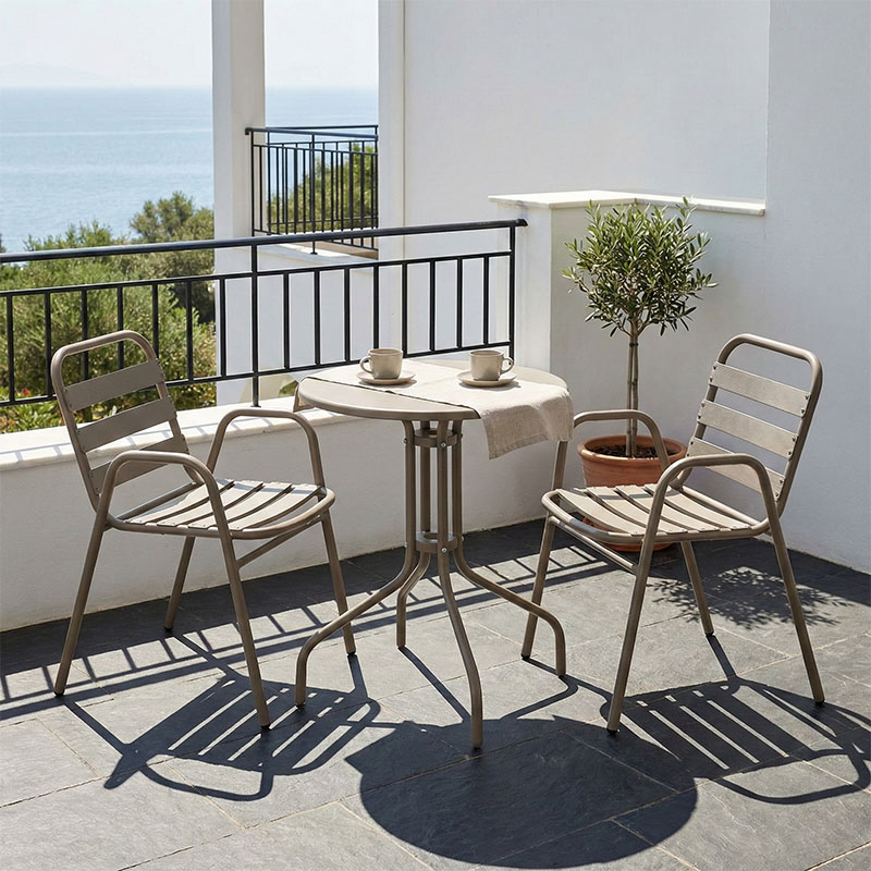 product_pako_130-000072 Tραπεζαρία Sussie-Vergo σετ 3τεμ σαμπανιζέ μέταλλο-αλουμίνιο Φ60x70εκ - Image 1