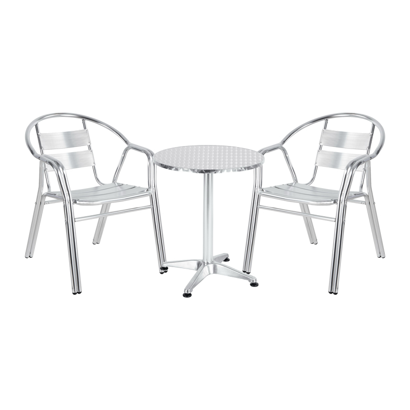 product_pako_130-000073 Tραπεζαρία Zircu-Lazo σετ 3τεμ χρωμίου αλουμίνιο Φ60x70εκ - Image 1