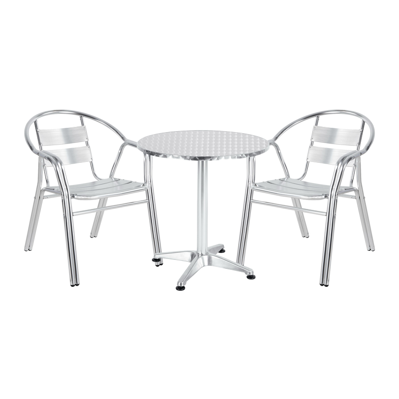 product_pako_130-000074 Tραπεζαρία Zircu-Lazo Ι σετ 3τεμ χρωμίου αλουμίνιο Φ70x70εκ - Image 1