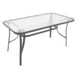 Τραπέζι Ensure ανθρακί μέταλλο-tempered γυαλί 120x70x70εκ - Image 3