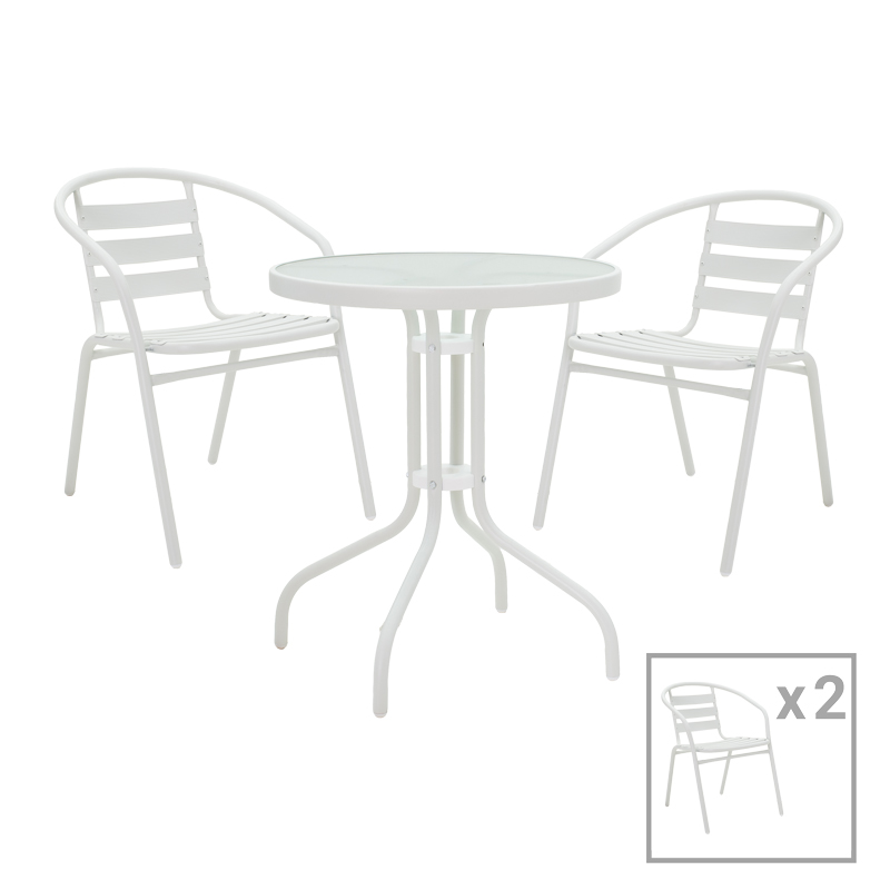 product_pako_130-000083 Tραπεζαρία Tade-Watson σετ 3τεμ λευκό μέταλλο Φ60x70εκ - Image 1