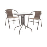 Tραπεζαρία Obbi-Watson σετ 3τεμ καφέ μέταλλο-pe rattan 60x60x70εκ - Image 2