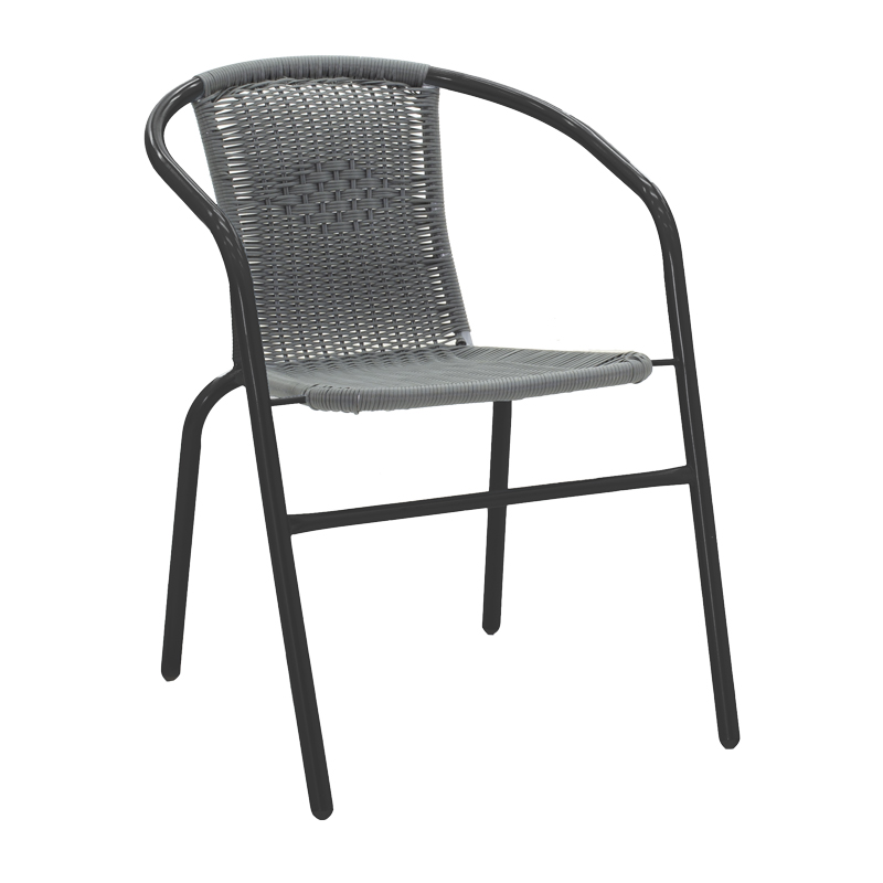 product_pako_130-000090 Πολυθρόνα Obbi μαύρο μέταλλο-pe γκρι 53x59x72εκ - Image 1