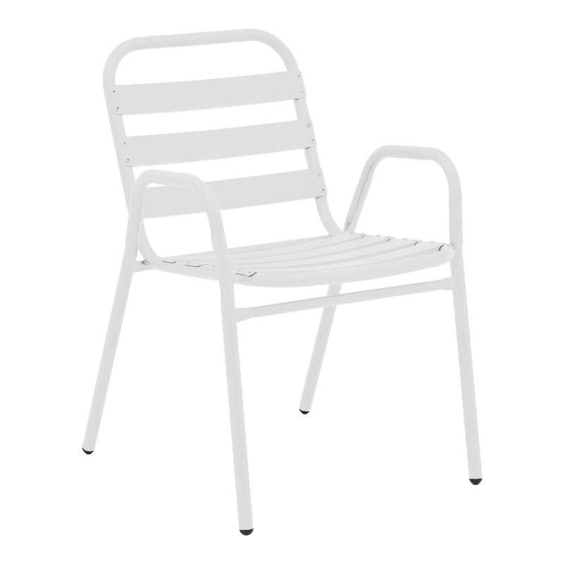 product_pako_130-000100 Πολυθρόνα Sussie στοιβαζόμενη λευκό μέταλλο με φέτες αλουμινίου 54x58x78εκ - Image 1