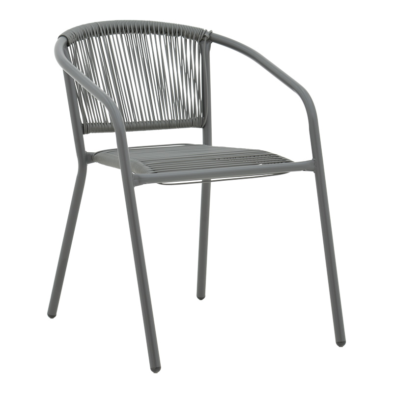 product_pako_130-000114 Πολυθρόνα Lindaria στοιβαζόμενη μέταλλο-pe rattan σε ανθρακί απόχρωση 54x63x74εκ - Image 1