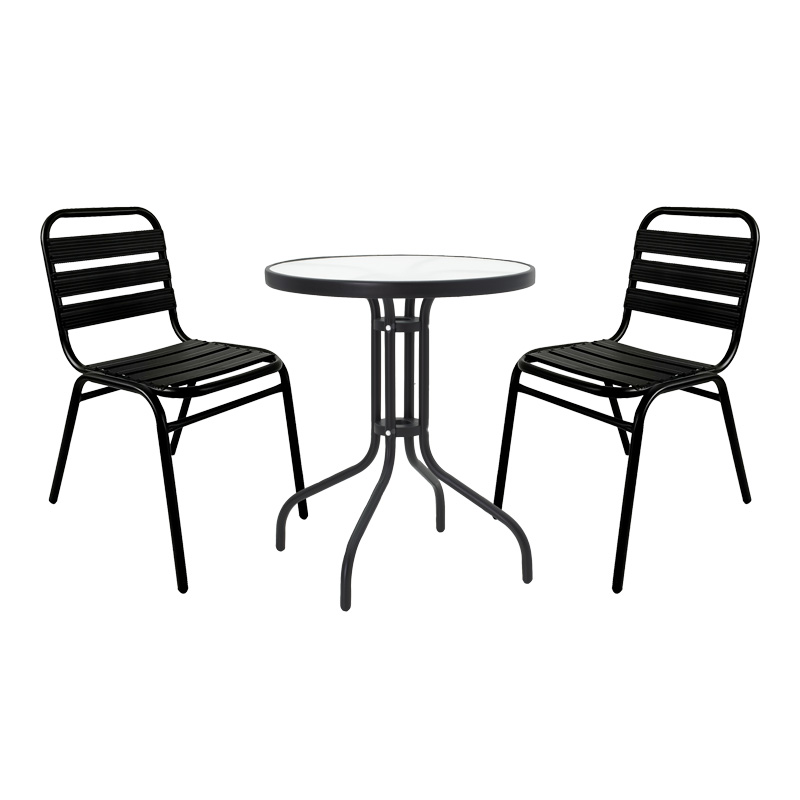 product_pako_130-000117 Τραπεζαρία Sussie- Watson σετ 3τεμ μέταλλο μαύρο-γυαλί Φ60x70εκ - Image 1