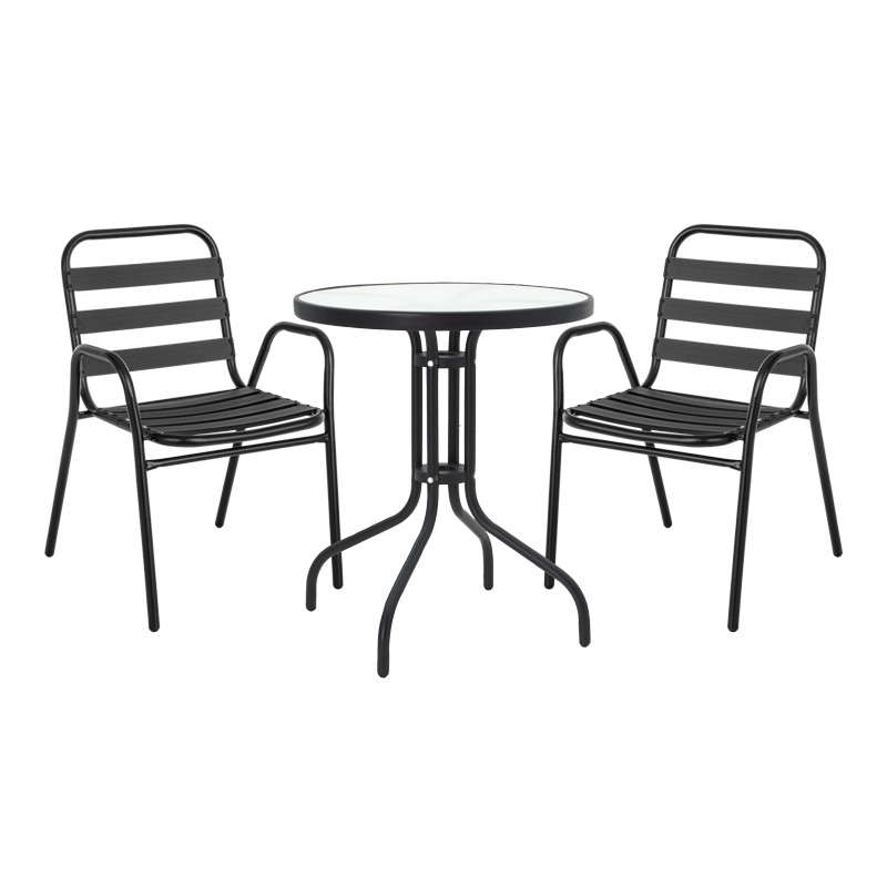 product_pako_130-000118 Τραπεζαρία Watson-Sussie σετ 3τεμ μέταλλο μαύρο-γυαλί Φ60x70εκ - Image 1