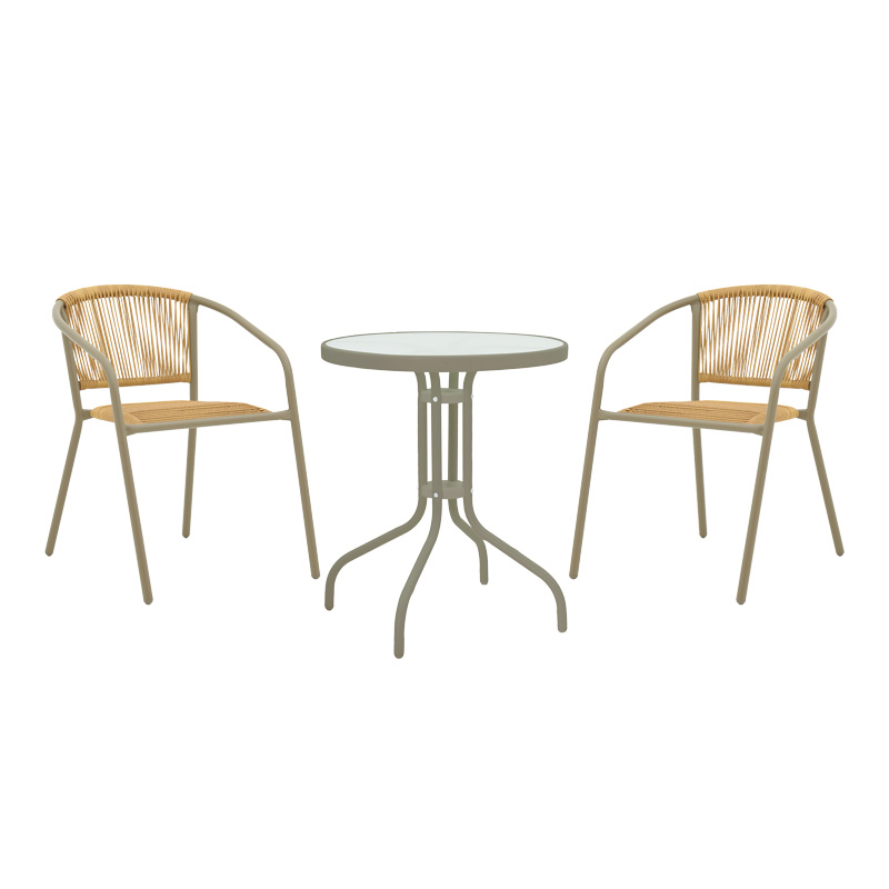 product_pako_130-000121 Τραπεζαρία Watson-Lindaria σετ 3τεμ μέταλλο σαμπανιζέ-γυαλί Φ60x70εκ - Image 1