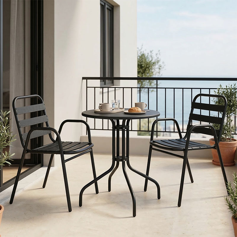 product_pako_130-000139 Τραπεζαρία Vergo-Sussie 3τεμ μαύρο μέταλλο Φ60x70εκ - Image 1