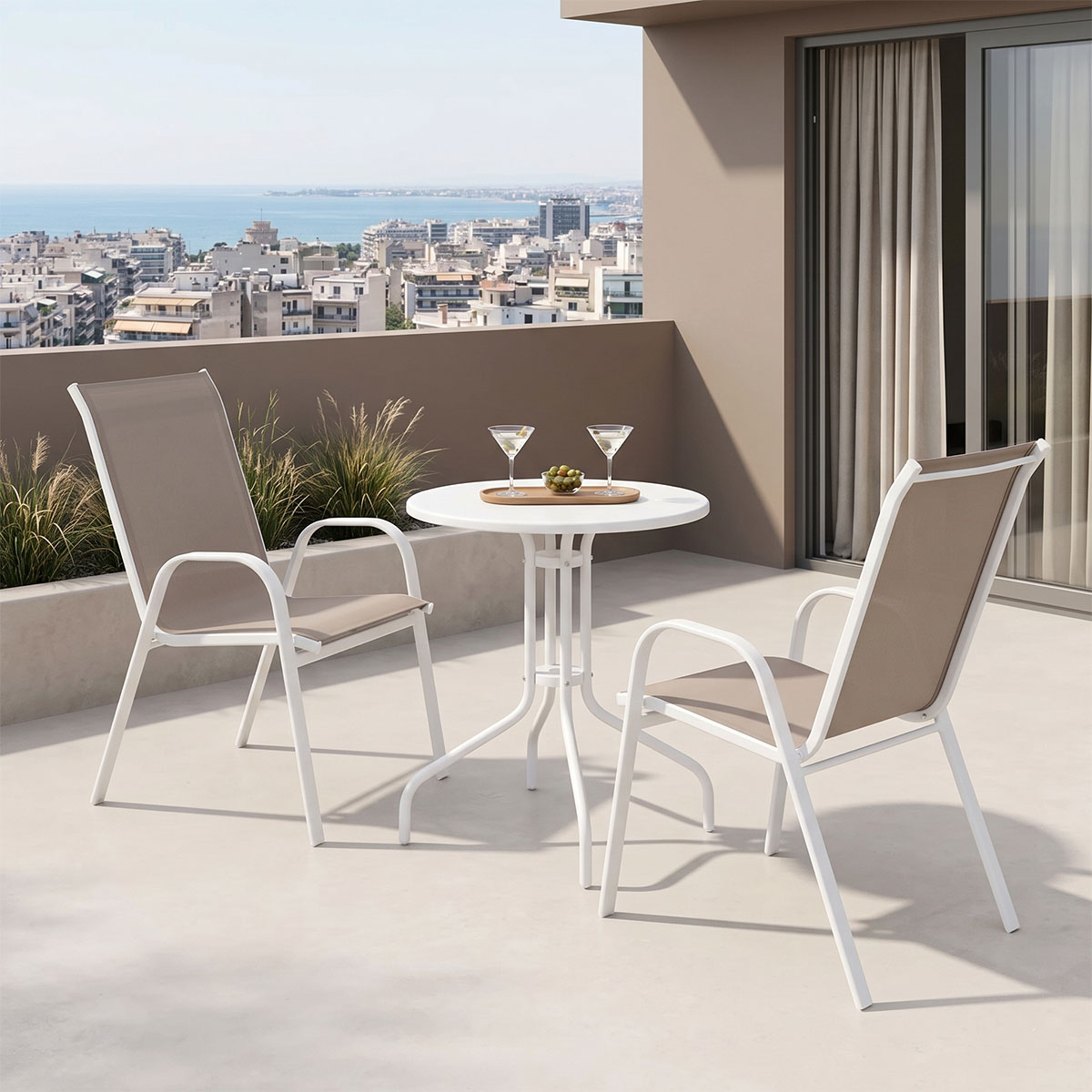 product_pako_130-000142 Τραπεζαρία Vergo-Calan 3τεμ λευκό μέταλλο Φ60x70εκ - Image 1