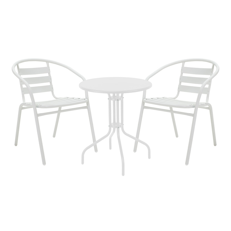 product_pako_130-000144 Τραπεζαρία Vergo-Tade σετ 3τεμ λευκό μέταλλο Φ60x70εκ - Image 1