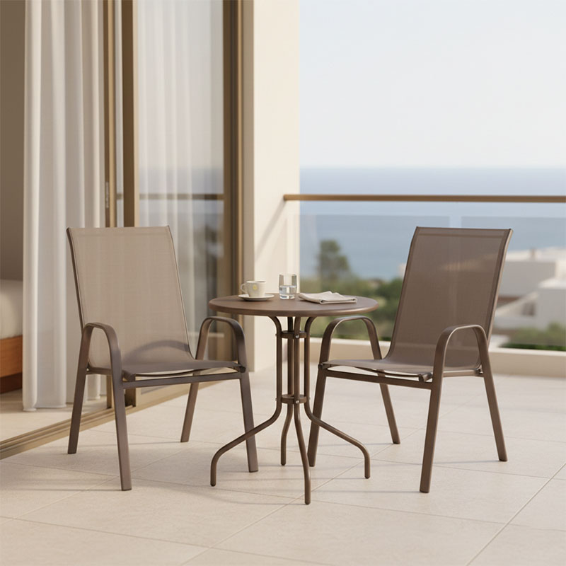 product_pako_130-000147 Τραπεζαρία Vergo-Calan σετ 3τεμ καφέ μέταλλο Φ60x70εκ - Image 1