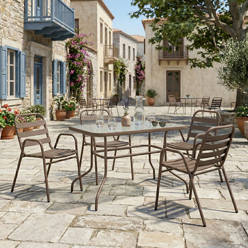 product_pako_130-000152 Τραπεζαρία Valor-Sussie 5τεμ μέταλλο καφέ-γυαλί 110x60x70εκ - Image 1