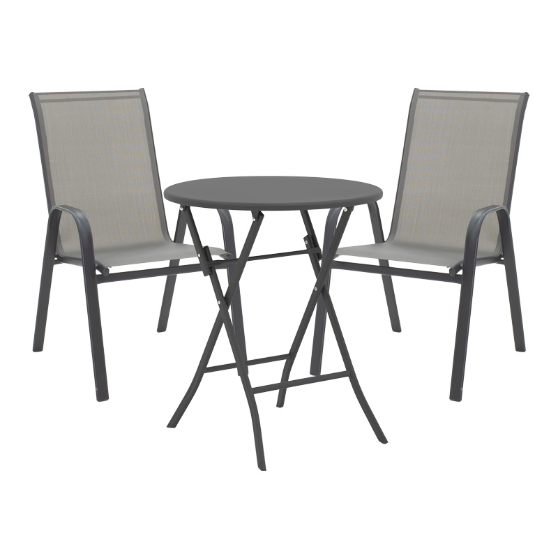 product_pako_130-000186 Τραπεζαρία Albero-Calan 3τεμ μέταλλο σε ανθρακί απόχρωση Φ60x70εκ - Image 1