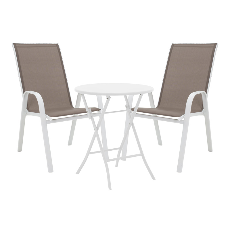 product_pako_130-000187 Τραπεζαρία Albero-Calan 3τεμ μέταλλο σε λευκή απόχρωση Φ60x70εκ - Image 1