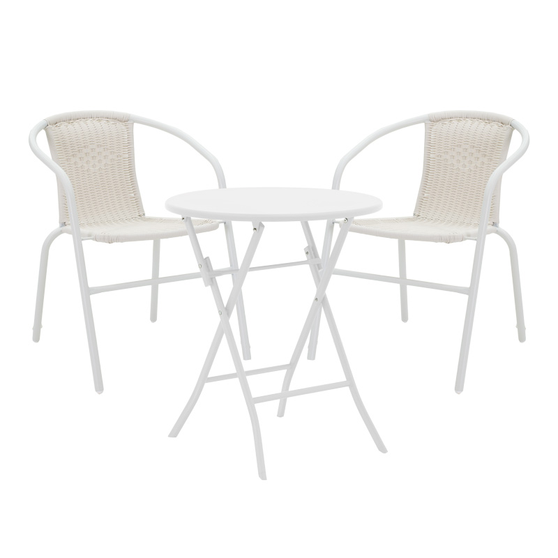 product_pako_130-000188 Τραπεζαρία Albero-Obbi 3τεμ μέταλλο σε λευκή απόχρωση Φ60x70εκ - Image 1